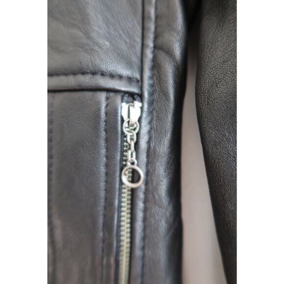 Vintage Ralph Lauren Leather Moto Jacket Black Leather Riders Jacket Size 2 - Picture 9 of 11